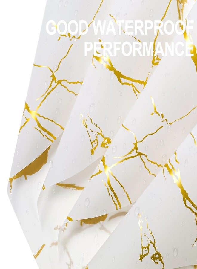 WRAPAHOLIC 20 Sheets Flower Wrapping Paper - 22.4 x 22.4 inch White Marble Water-Resistant Floral Bouquet Wrapping Paper, Florist Supplies Packaging for Wedding Birthday Gift DIY - Image 2